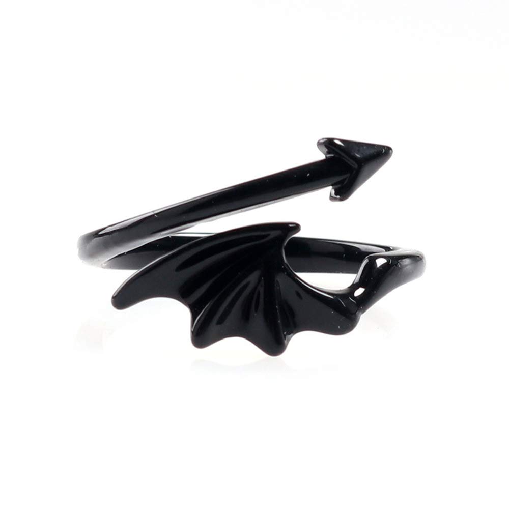 Punk Style Angel & Devil Wings Couple Rings for Men and Women - Personalized Adjustable Open Rings - Gothic Jewelry for Valentine's Day, Anniversary, and Alternative Fashion Lovers
