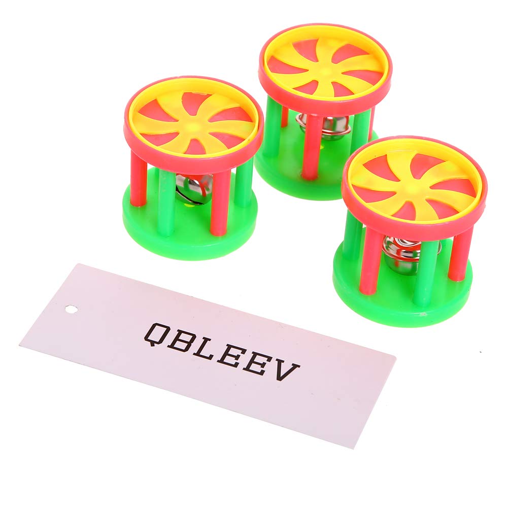 QBLEEV 3-Pack Bird Roller Rattles Toys - Parrot Foot Toys for Foraging, Chewing, Bell Training & Tricks - Interactive Play Gym Activity Center Cage Accessories for Small Parrots - Perfect for Enrichment & Mental Stimulation