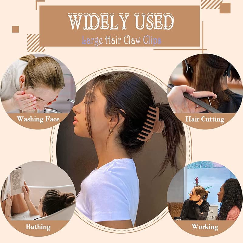 Belicia 12 Pack Large Hair Claw Clips for Women & Girls - 3 Styles Non-Slip Square & Curved Matte Hair Clips, Strong Hold Jaw Clips for Thick Hair - Perfect for Ponytails, Buns & Everyday Hairstyles
