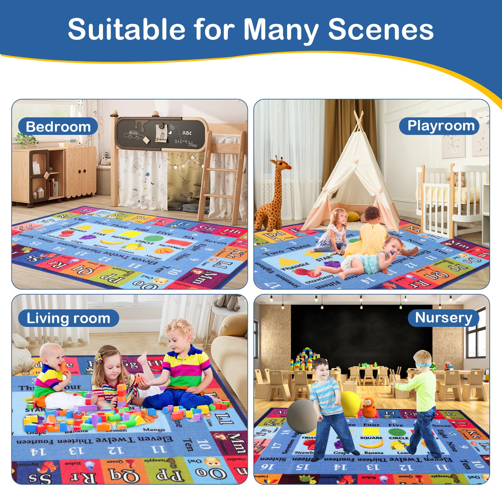 PCSWEET HOME Kids ABC Play Rug - Large 4'11