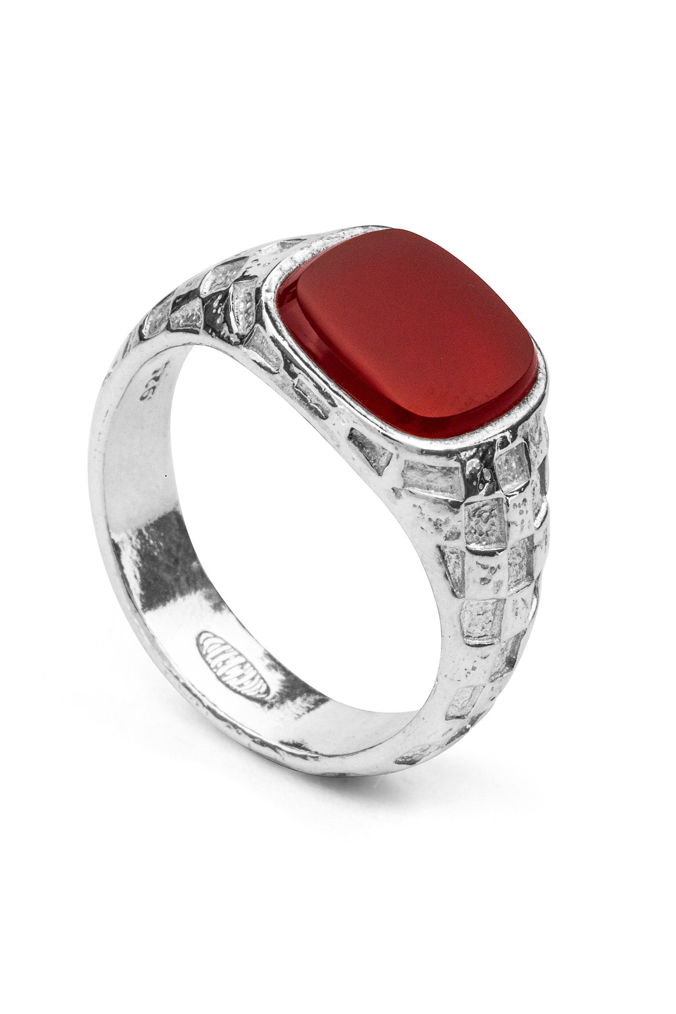 Check Signet Carnelian Stone Ring - Elegant Vintage Jewelry for Women & Men - Perfect for Weddings, Parties & Everyday Wear