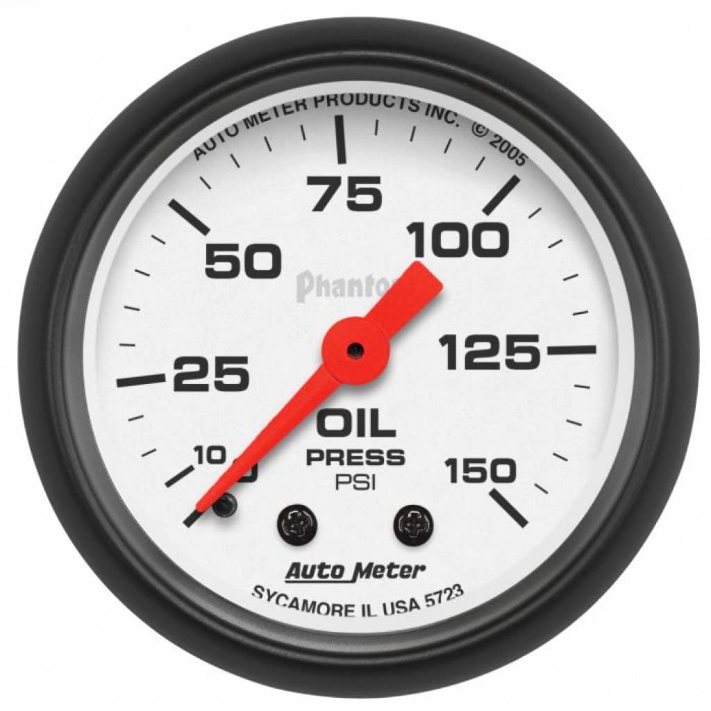 AutoMeter Phantom 52mm 150 PSI Mechanical Oil Pressure Gauge - High Performance Engine Monitoring for Racing, Off-Road & Classic Cars