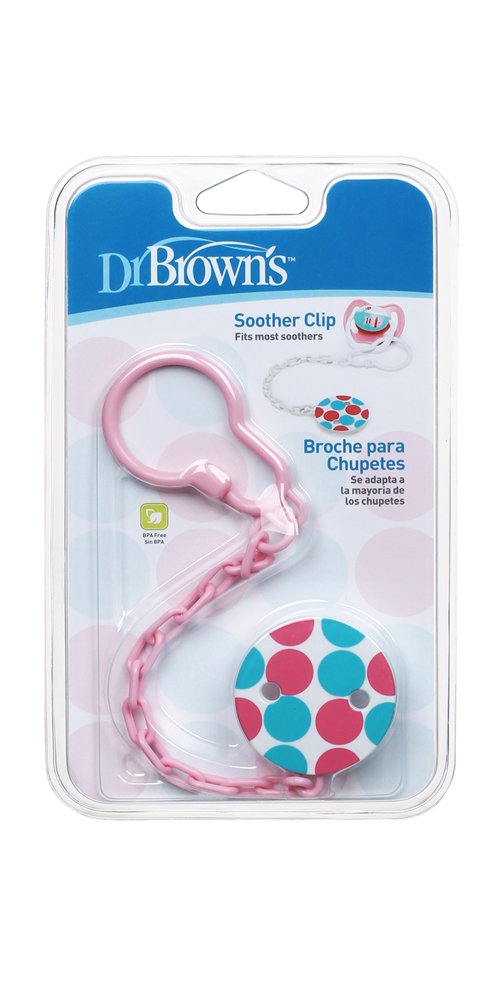 Dr. Brown's Baby Pacifier Clip - Colorful Silicone Soother Holder for Infants & Toddlers - Secure to Stroller, Car Seat & Clothing - BPA-Free & Safe for Newborns