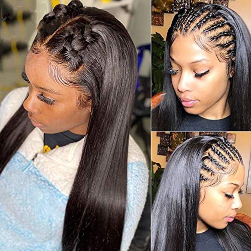 13x6 Lace Front Wigs for Women - 100% Virgin Human Hair Wigs with Bleached Knots, 130% Density, Pre-Plucked Baby Hair, Silky Straight Natural Color (10