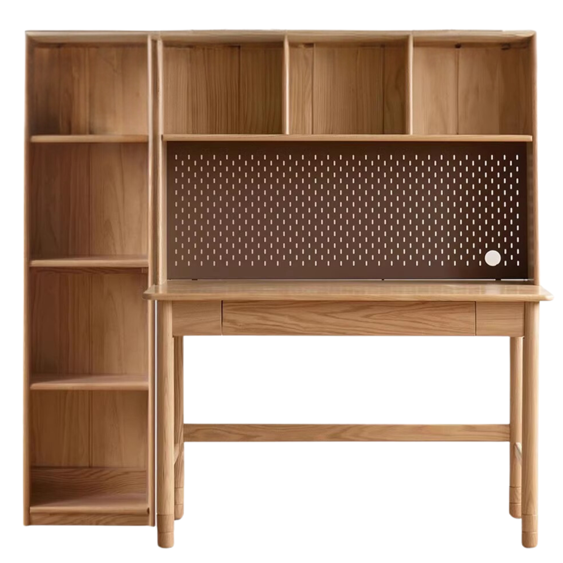 47.2x23.6x57.5-61.4 inch/ 120x60x146-156сm/ Natural wood color/ lifting study desk + shelf + bookcase