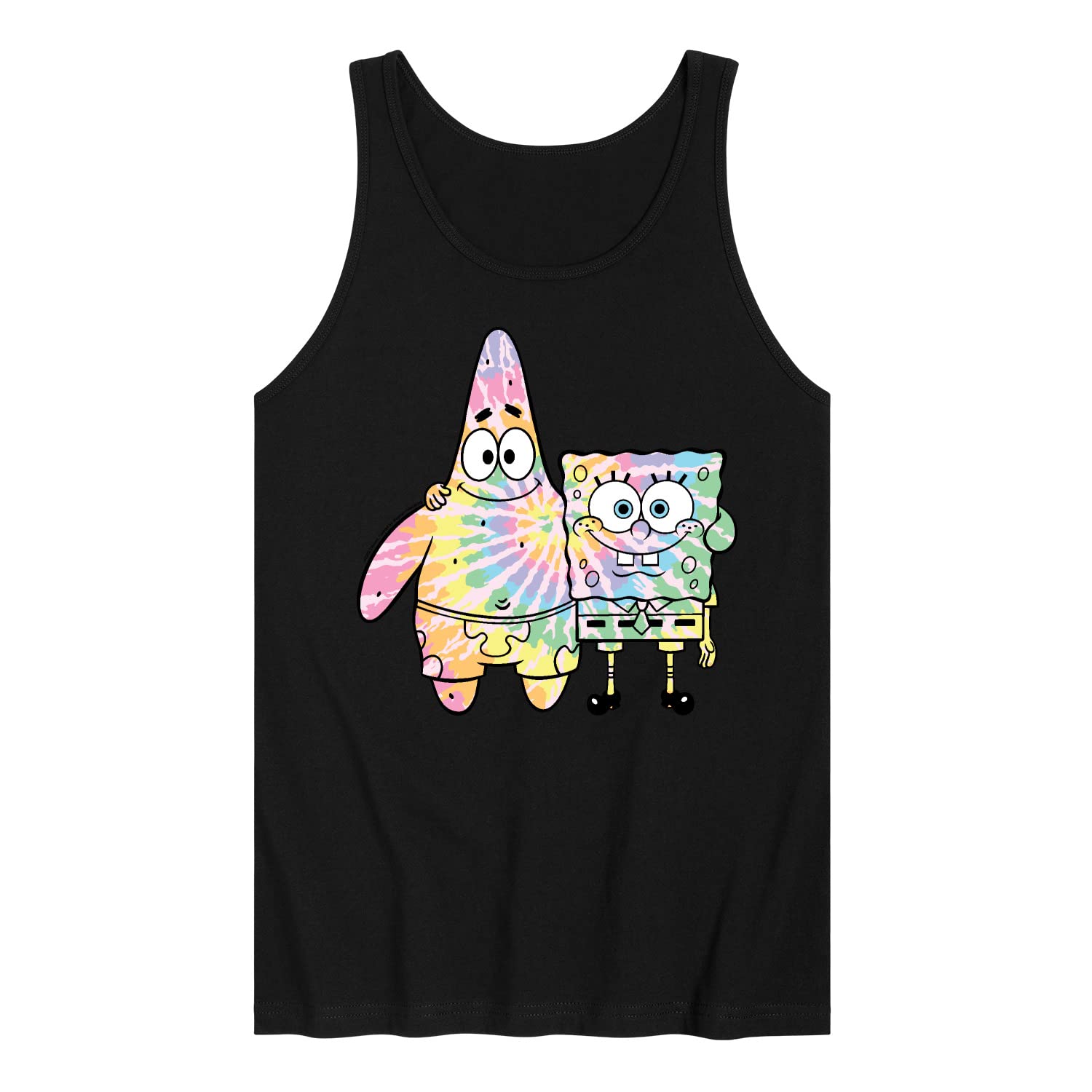 HYBRID APPAREL Spongebob Squarepants Tie Dye Tank Top for Men - Spongebob & Patrick Graphic Jersey Sleeveless Shirt - Beachwear, Cosplay & Casual Summer Outfits