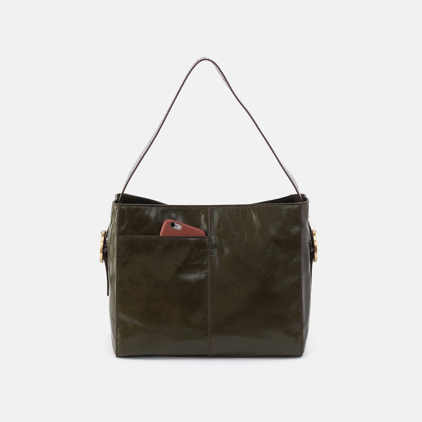 Premium Polished Leather Shoulder Bag for Women & Men - Stylish & Durable Deep Moss Color - Perfect for Work, Travel & Everyday Use