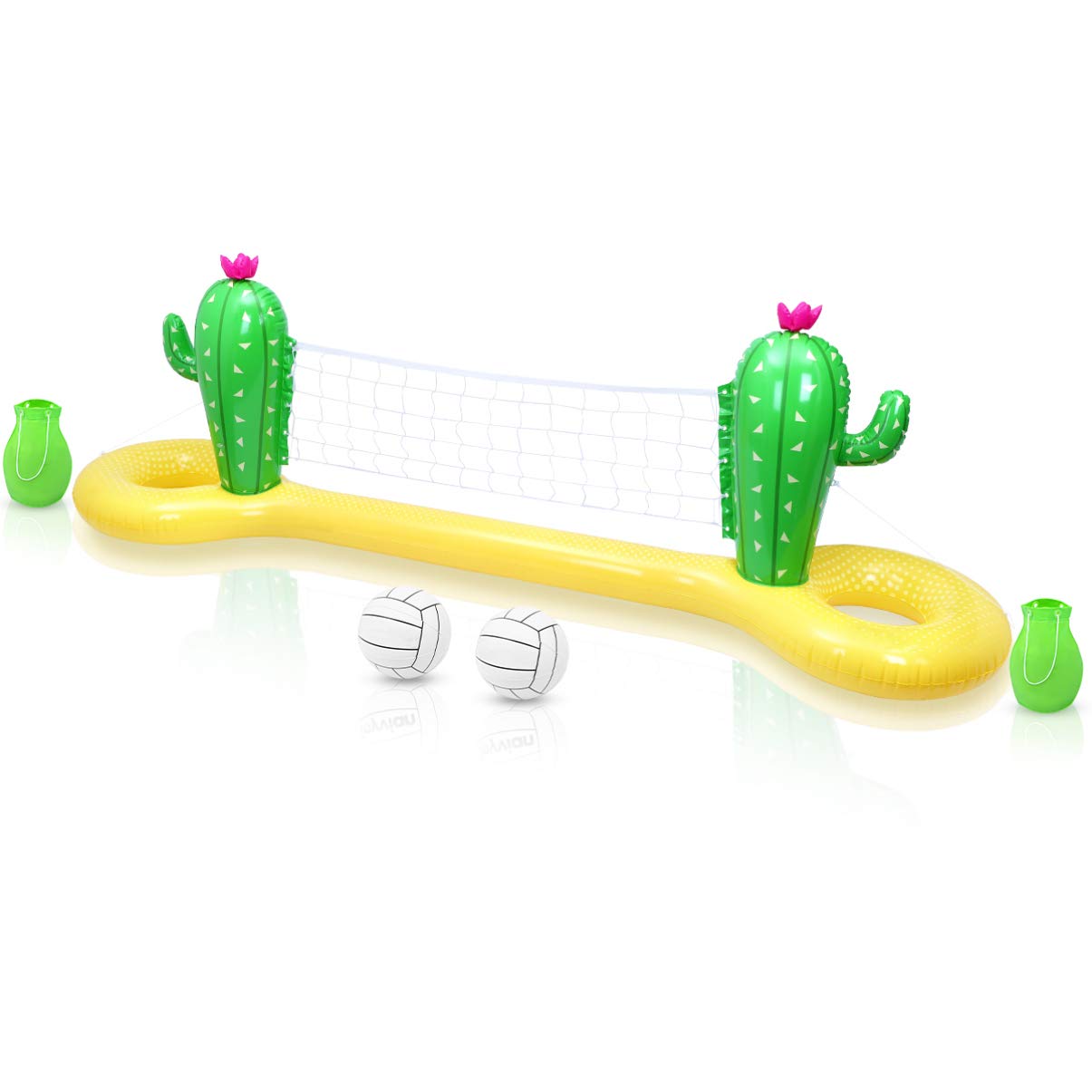 Jojofuny Inflatable Volleyball Pool Game Set - 2 Balls & Net Court for Kids & Adults (118