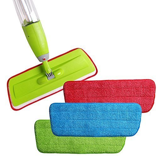 ALMURAT Microfiber Spray Mop Pads - Washable & Reusable Replacement Heads (3-Pack, Multicolor) for Hardwood Floors & Tile Cleaning - Perfect for Kitchen, Bathroom & Home Maintenance