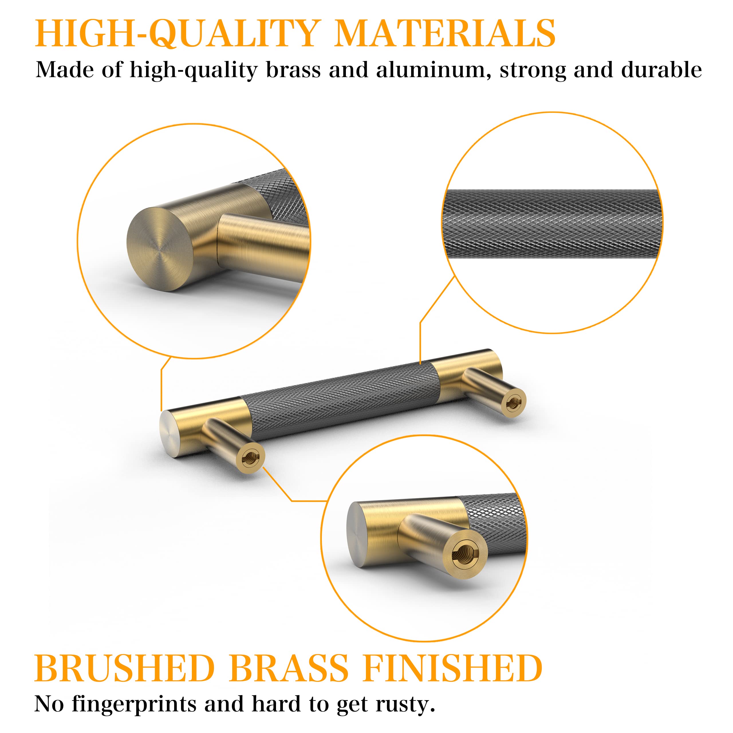 Brushed Satin Gold Cabinet Handles 10 Pack - 4.6