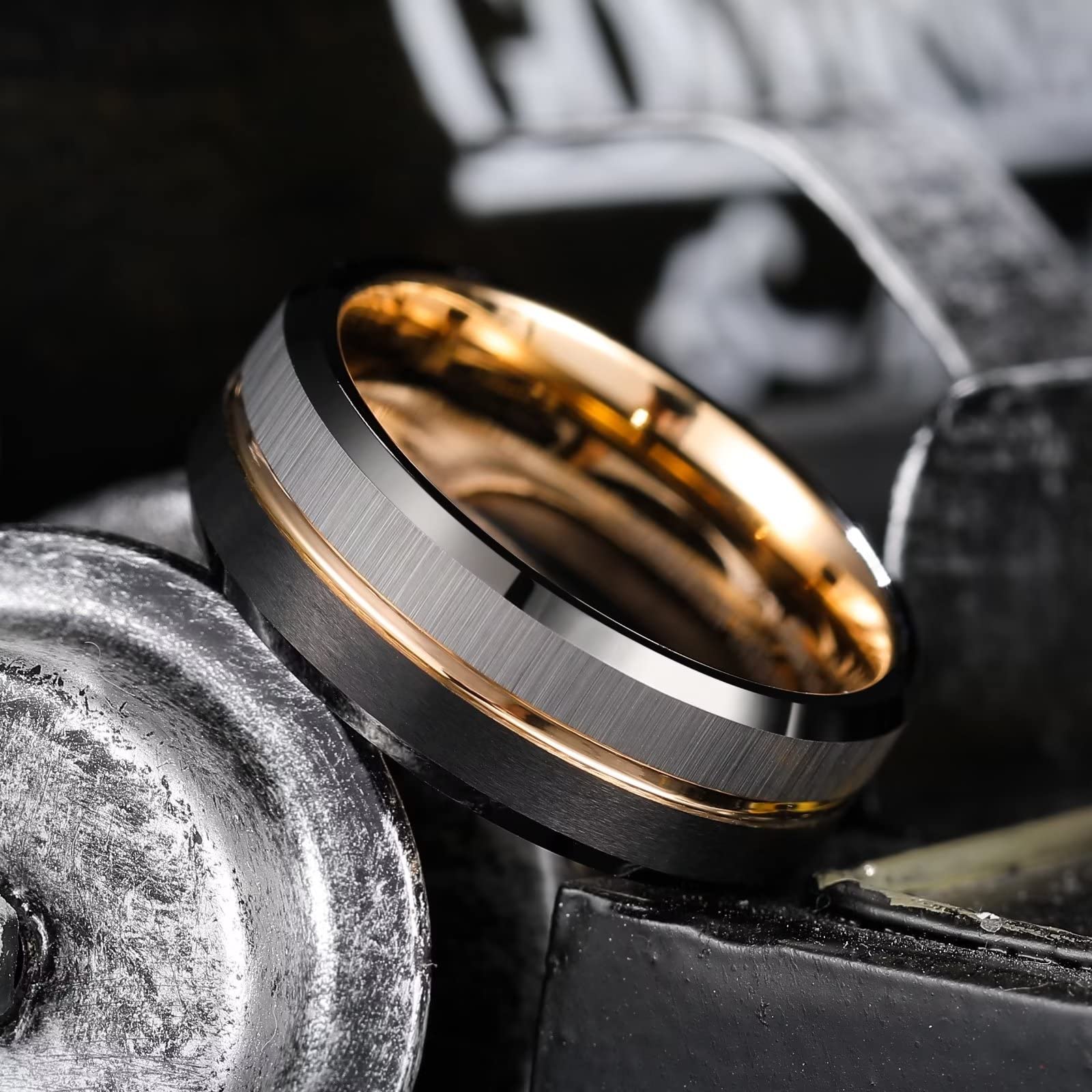 King Will LOOP Men's & Women's Tungsten Carbide Wedding Band Ring - 6mm/8mm Comfort Fit in Black, Silver, Blue & Brushed Gold - Durable & Scratch Resistant for Everyday Wear, Anniversary Gifts & Couple Rings