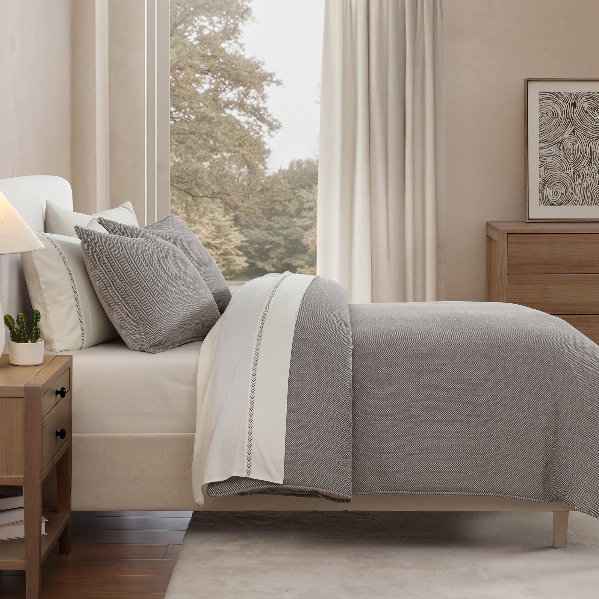 Luxury Chenille Herringbone Bedding Set - Soft & Cozy Queen/King Size Comforter Cover with Pillowcases - Perfect for Winter Nights & Cozy Home Decor