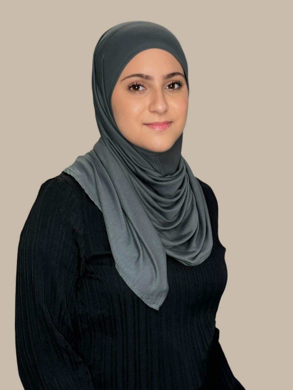 Stylish Pre-Sewn Jersey Hijab for Women - Pebble Grey | Comfortable & Modest Headscarf for Daily Wear, Work, and Prayer