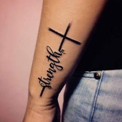 Voorkoms® Forgiven with Strength Small Hand Tattoo - Meaningful Wrist & Finger Tattoo Designs for Women & Men - Perfect for Minimalist Tattoo Lovers, Couples Matching Tattoos & Spiritual Symbol Enthusiasts