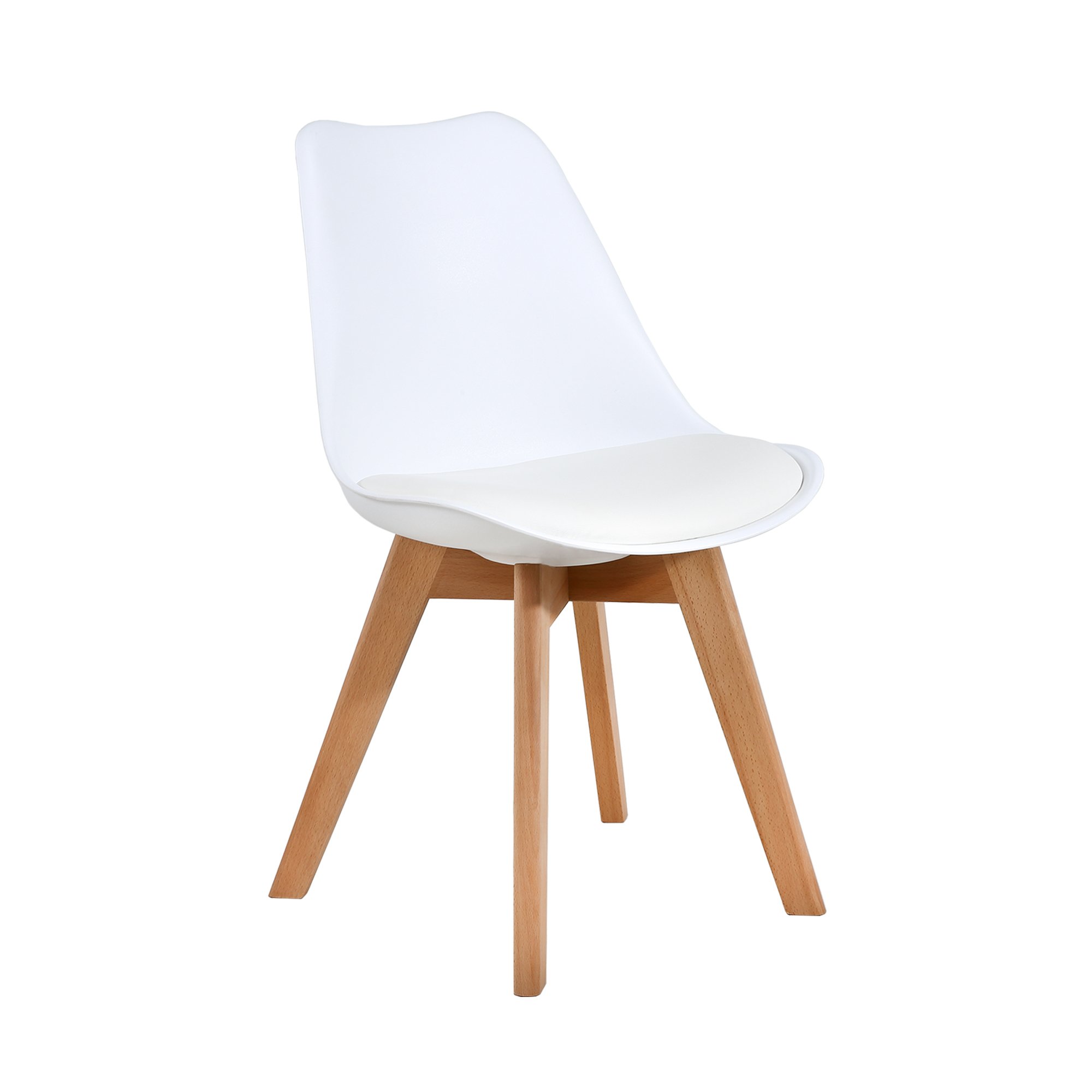 NOBPEINT Mid Century Modern Dining Chairs Set of 4 - White Upholstered Kitchen Chairs with Wooden Legs - Perfect for Dining Room, Kitchen, Breakfast Nook and Office