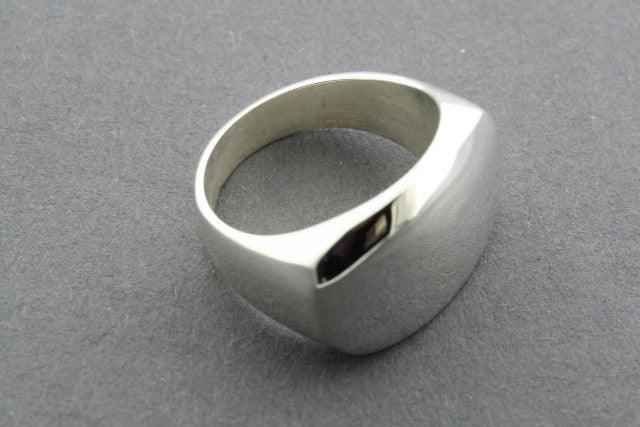 Sterling Silver Clean Flat Signet Ring for Men & Women - Minimalist Personalized Engraved Jewelry Gift for Wedding, Anniversary & Everyday Wear