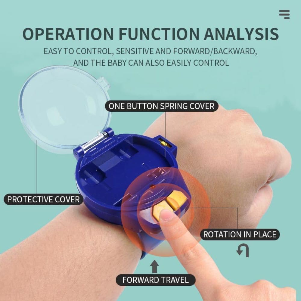 **Remote Control Car Toy - Rechargeable Wrist Watch RC Car with LED Lights, Long Distance Control, Fall & Collision Resistant - Perfect for Kids Indoor/Outdoor Play (Yellow)**