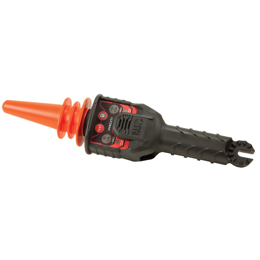 Klein Tools HVNCVT-1 Dual-Range Non-Contact Voltage Tester with Audio/Visual Alerts - Water Resistant High Voltage Detector with Carrying Case & Battery - Ideal for Electricians, HVAC Technicians & Home Safety Checks
