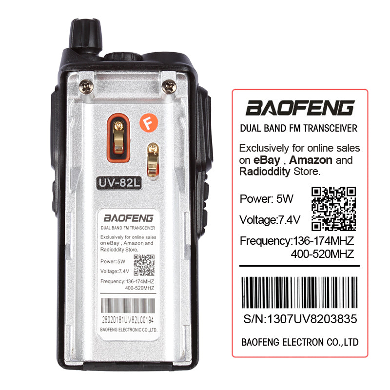Baofeng UV-82L Two-Way Radio Walkie Talkie - Long Range Communication for Outdoor, Camping, Hiking & Emergency Use (Open Box)