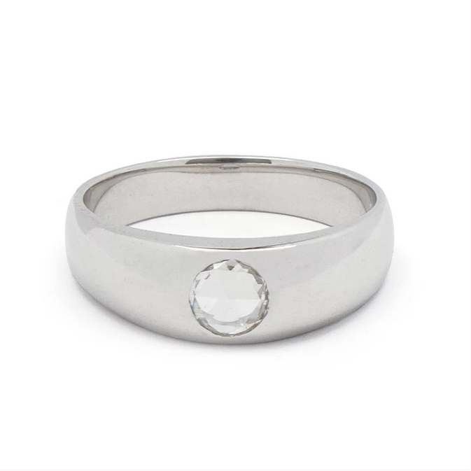 14K White Gold Tapered Diamond Ring for Women - Elegant Stackable Wedding Band, Anniversary Gift & Everyday Jewelry