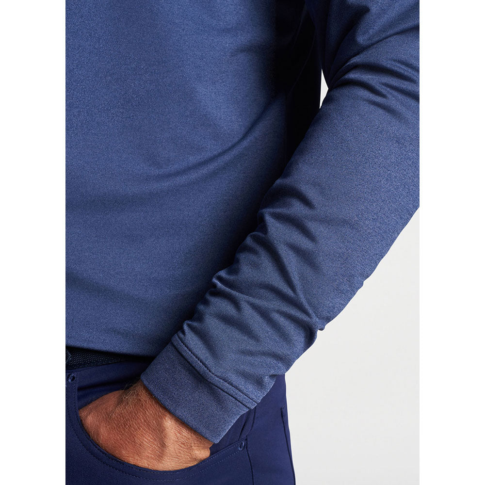 Peter Millar Perth Mélange Performance 1/4 Zip Sweater for Men - Navy Blue Quarter-Zip Pullover | Golf, Office & Casual Wear