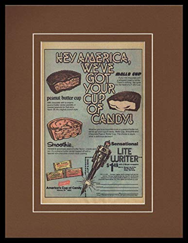 Vintage 1979 Boyer Peanut Butter Cups Candy Advertisement - Original 11x14 Framed Retro Wall Art - Perfect for Home Decor, Candy Shop Display & Vintage Collectors