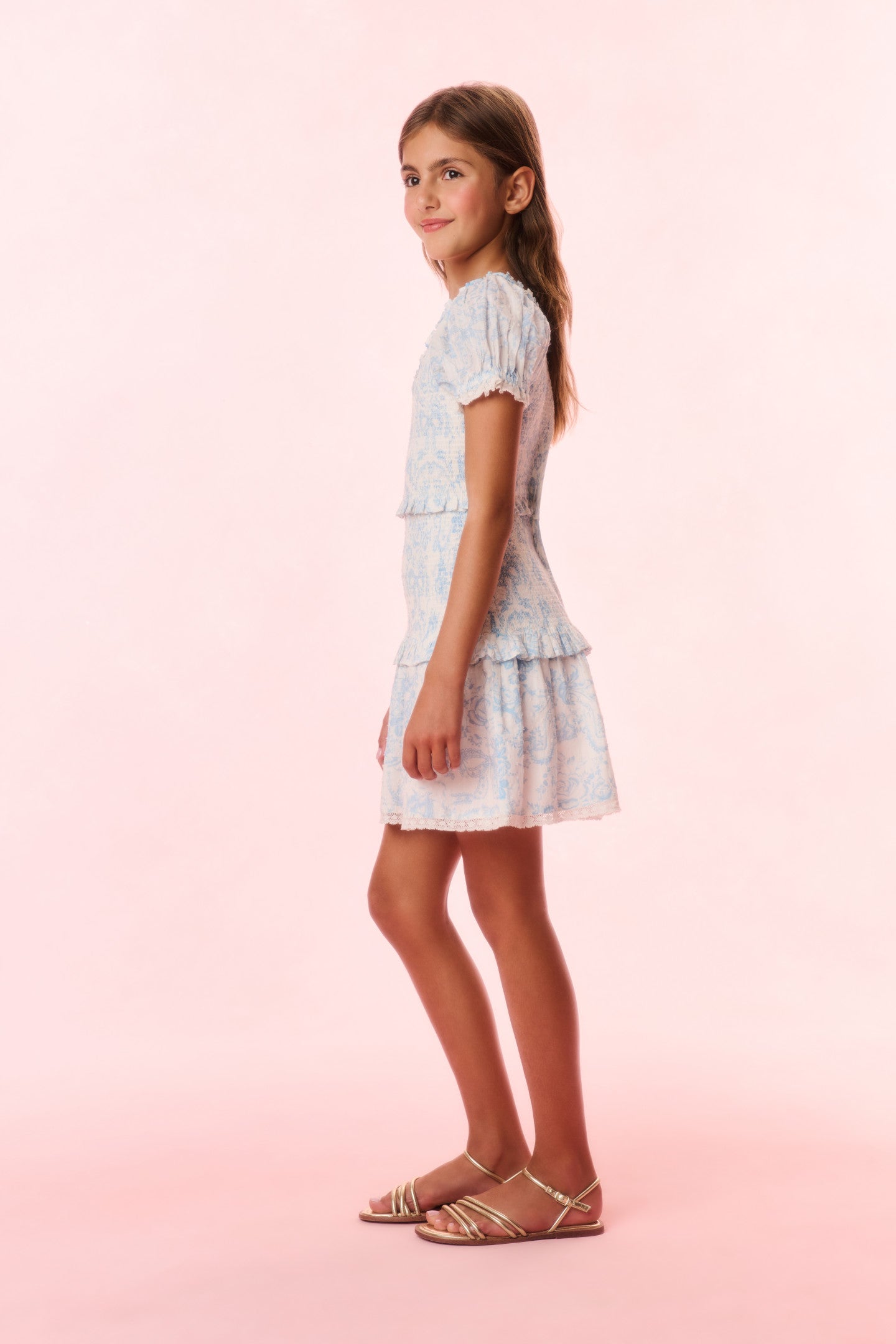 Girls Banson Cotton Toile Print Dress - Floral Summer Dress for Kids | Perfect for Birthday Parties, Family Outings & Photo Shoots