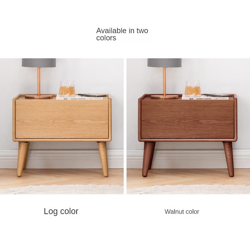 Solid Oak Wood Nightstand with Built-in USB Outlet - Perfect for Bedroom, Living Room, or Office Use