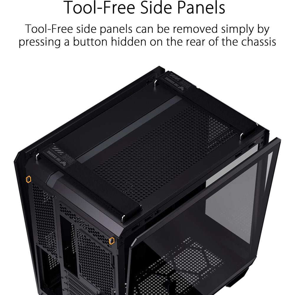 ASUS ROG Strix GT502 Black Tempered Glass Mid-Tower Gaming PC Case - High Airflow, Cable Management, RGB Lighting - Perfect for Gaming, Streaming & Workstation Builds