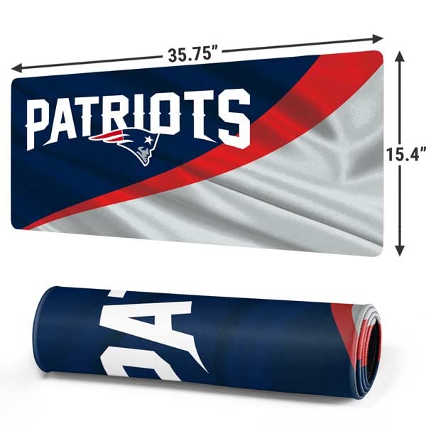 Skinit Extra Large Gaming Mouse Pad - Officially Licensed NFL New England Patriots Design with Stitched Edges | Waterproof & Non-Slip Rubber Base | XXL Desk Mat for Keyboard & Mouse | Perfect for PC Gaming, Office Work & Home Decor