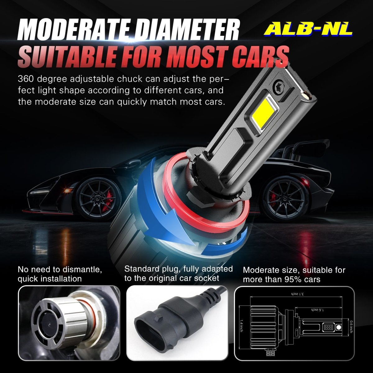 Brightest H11 LED Headlight Bulbs Conversion Kit - H8 H9 Compatible - 6000K White Light - Perfect for Night Driving & Foggy Conditions