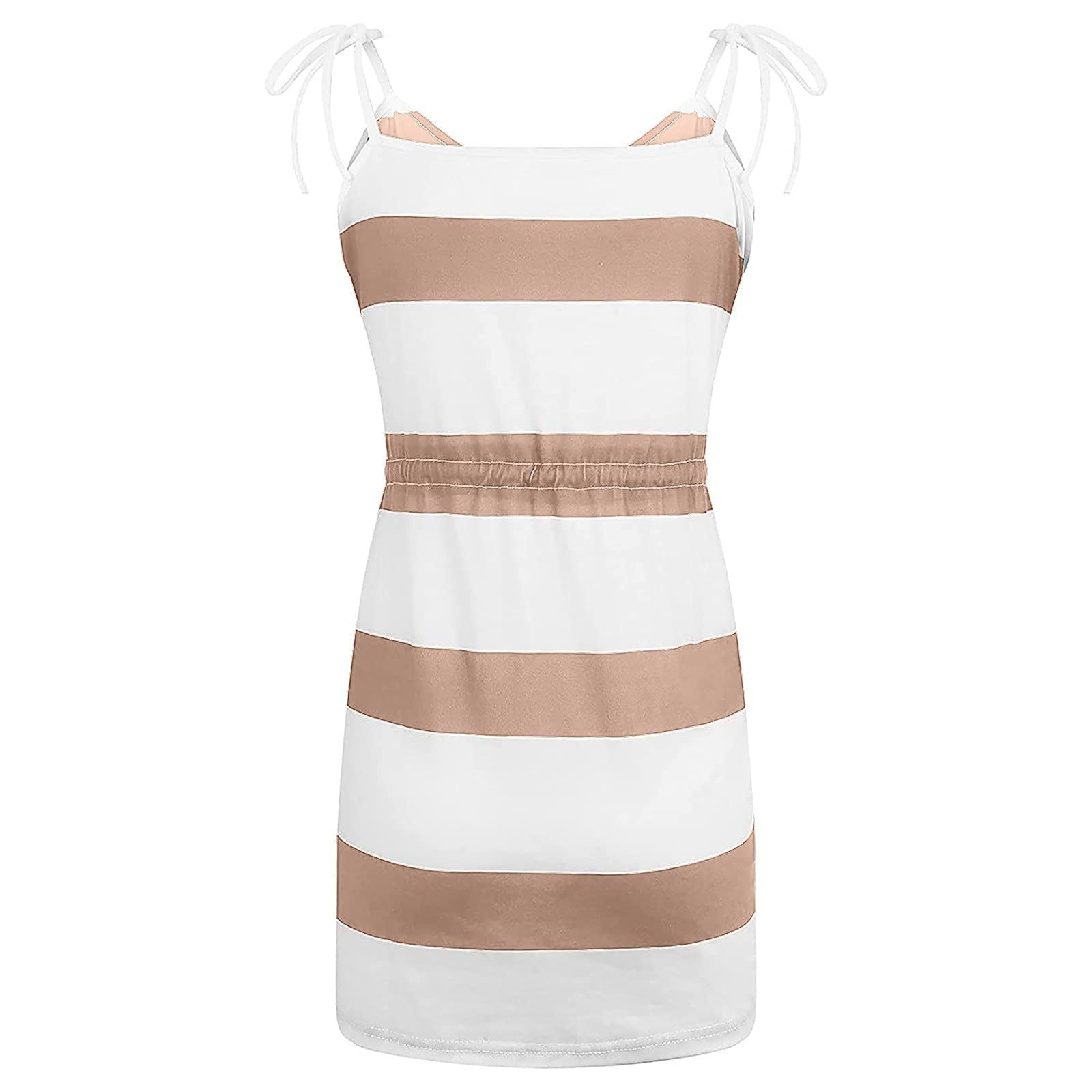 Women's Casual Sleeveless Striped Mini Dress with Pockets - Summer Cocktail & Beach Dress for Outdoor Parties, Vacations, and Date Nights