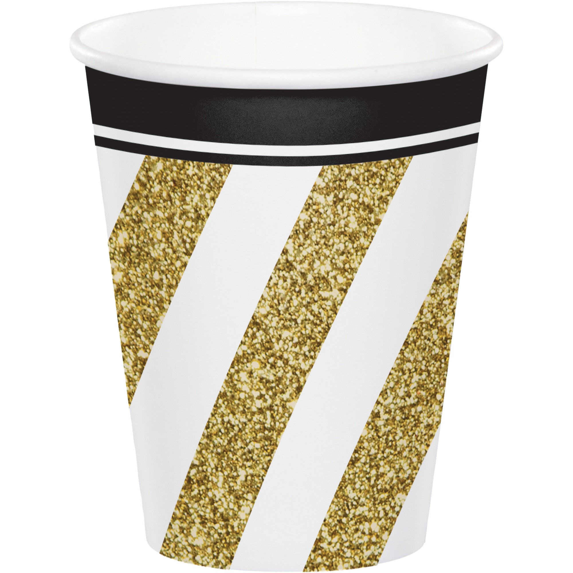 Black and Gold Happy Birthday Paper Cups - 9 Oz, Pack of 8 - Perfect for Birthday Parties, Celebrations & Special Events