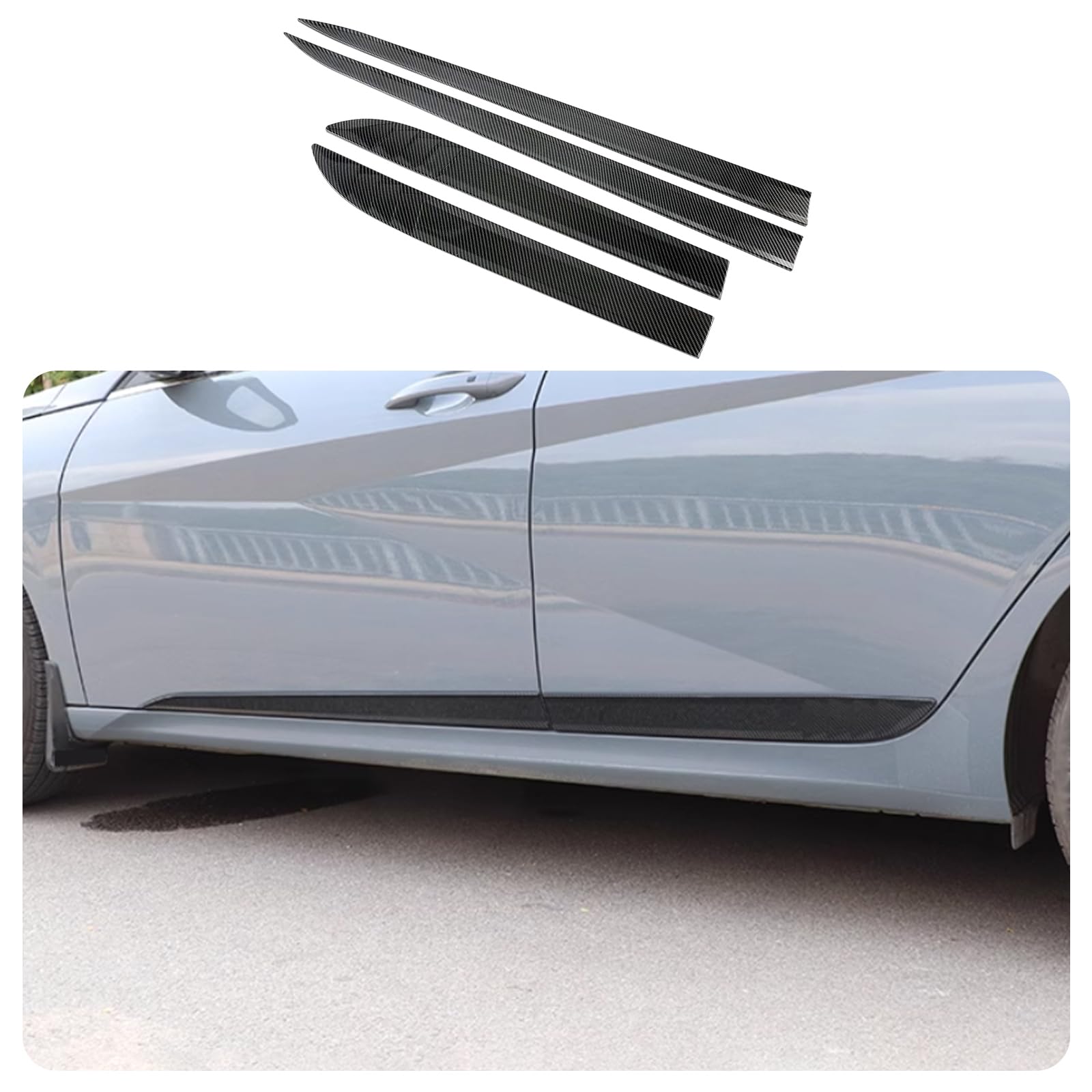 2021-2024 Hyundai Elantra Carbon Fiber Door Molding Cover Trim Kit (4PCS ABS) - Perfect for Car Protection & Style Upgrade | Ideal for Daily Commuting, Road Trips & Car Shows