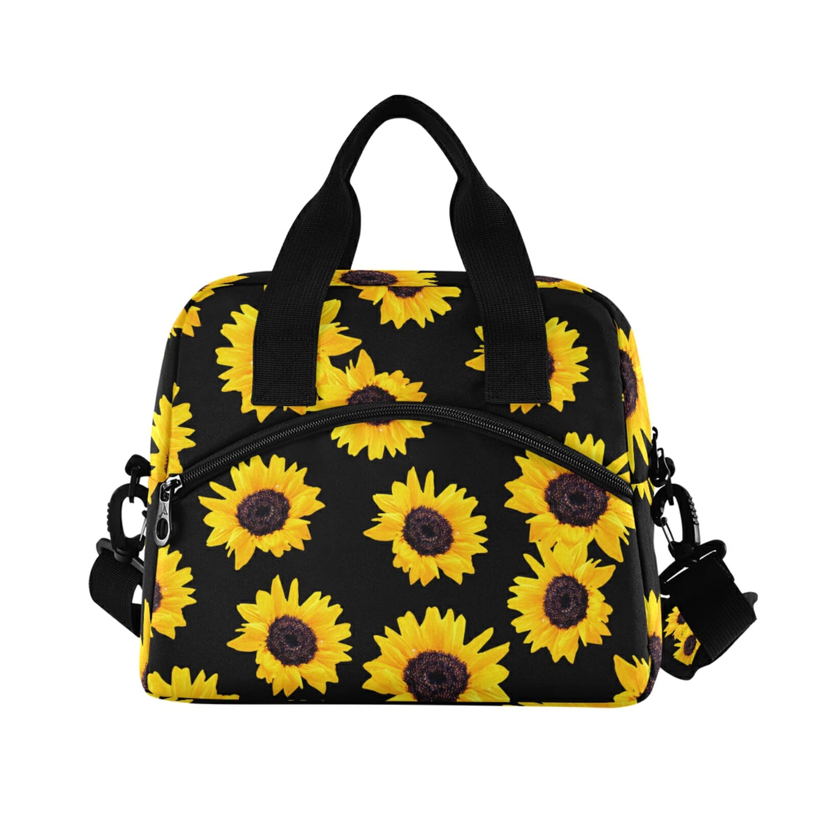 **Sunflower Insulated Lunch Bag - Reusable Leakproof Cooler Tote for Women & Men - Adjustable Shoulder Strap - Perfect for Work, School, Picnic, Camping & Outdoor Activities**
