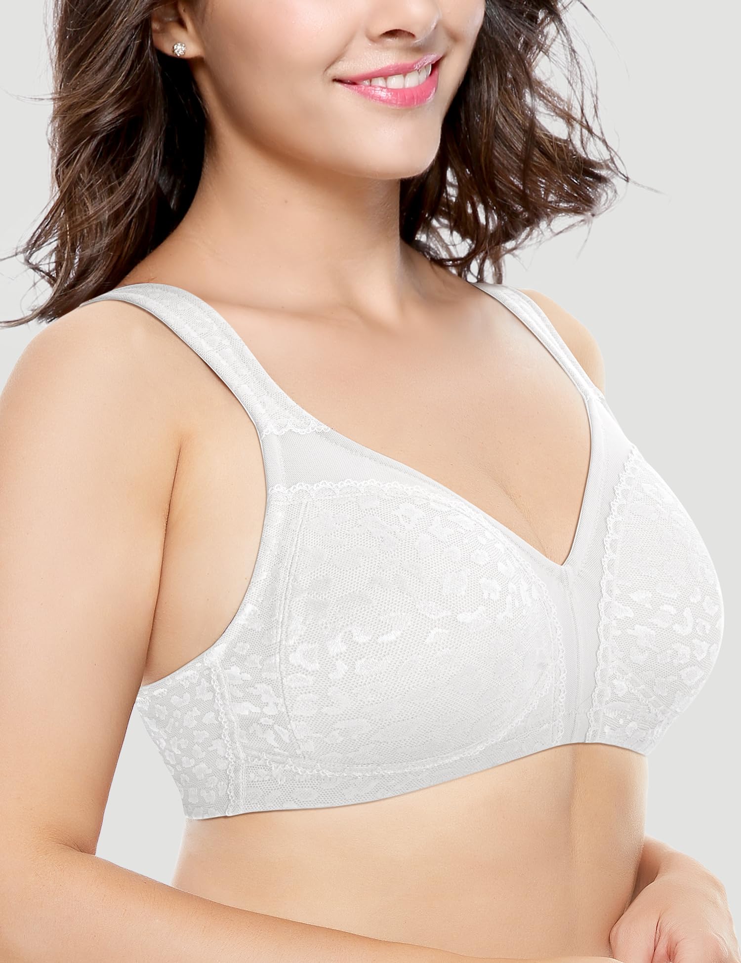 Wirefree Full Coverage Minimizer Bra for Women - Plus Size Non-Padded Comfort Bra for Everyday Wear & Support