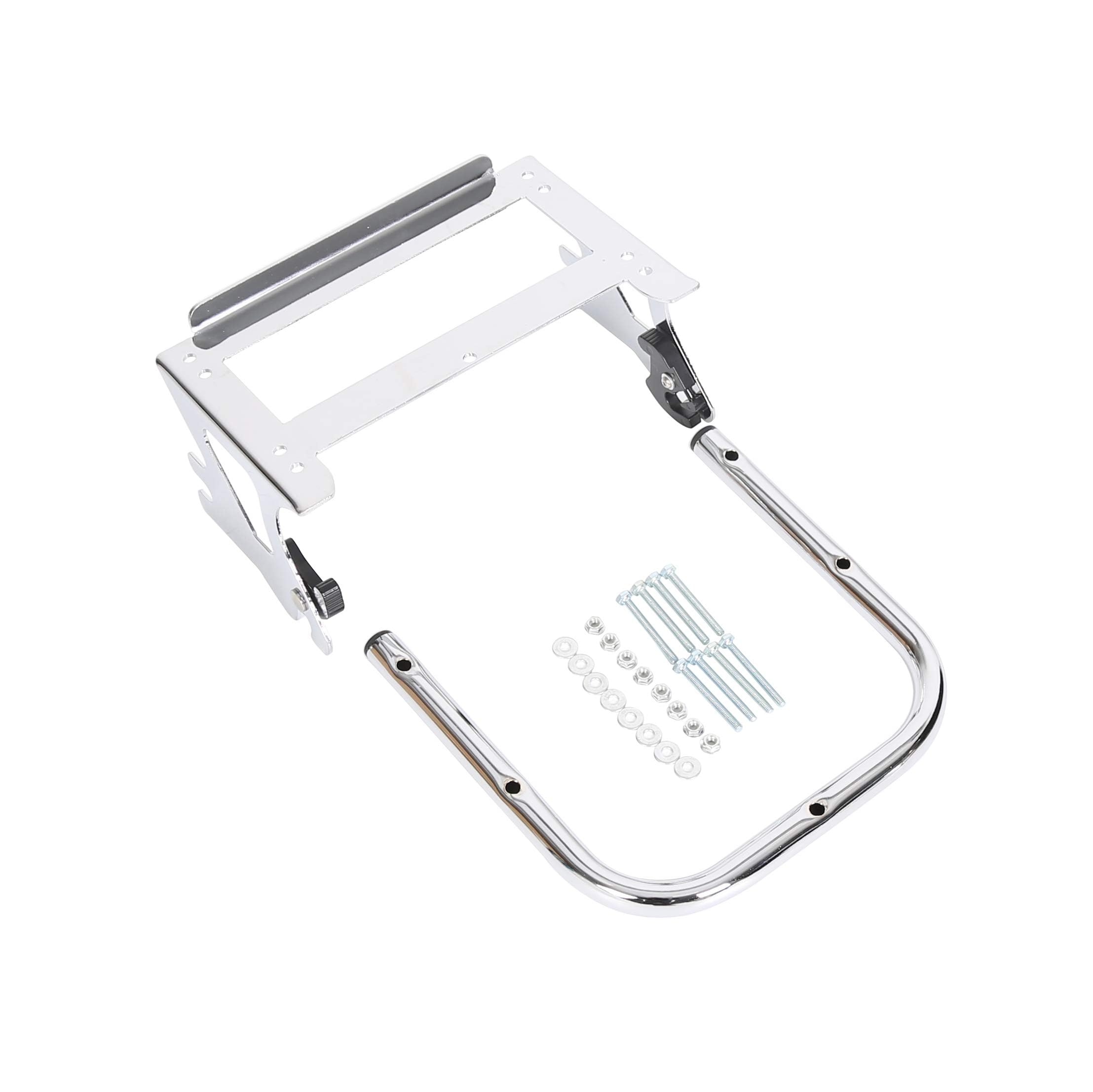 KUAFU Detachable Two-Up Luggage Rack for 1997-2008 Harley-Davidson Touring (Road King FLHT/FLHX/FLTR) - Chrome Trunk Tour Pack Mount - Perfect for Long Rides & Road Trips