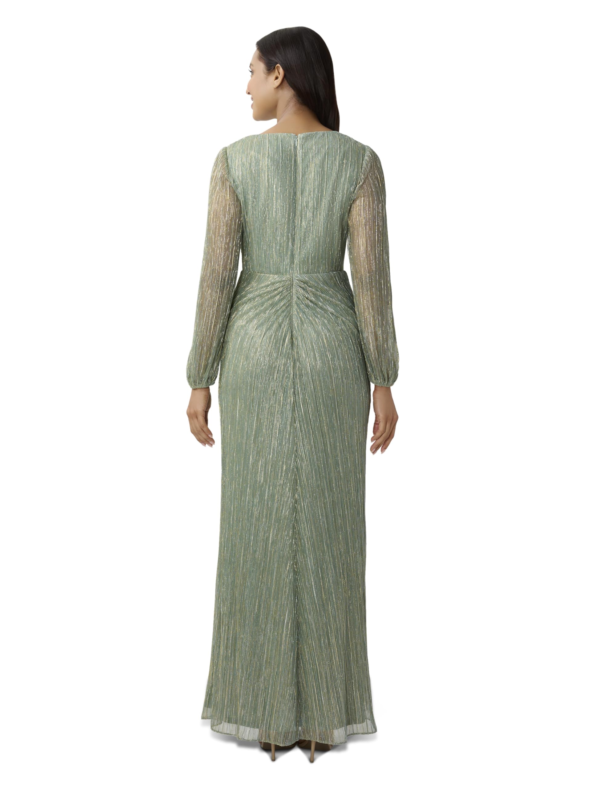 Adrianna Papell Women's Metallic Mesh Draped Gown - Elegant Evening Dress for Prom, Wedding & Formal Events