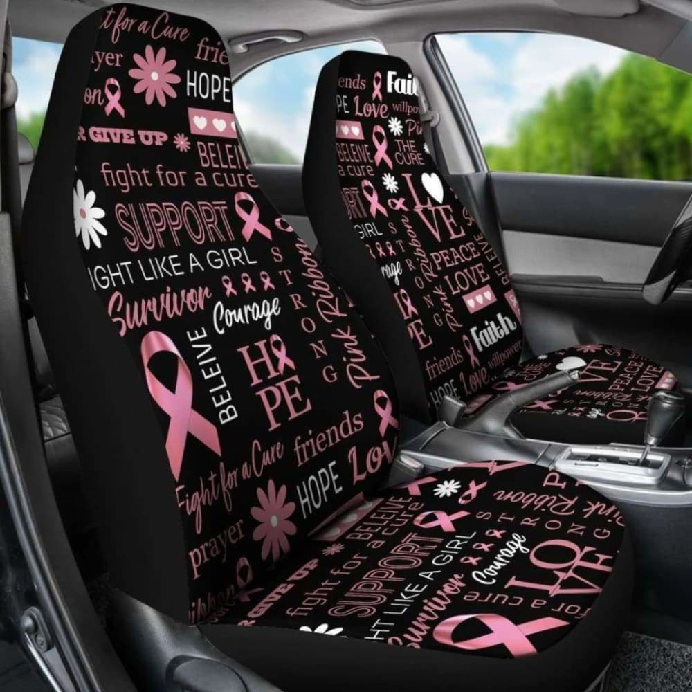 Breast Cancer Awareness Pink Ribbon Car Seat Covers - Support Cancer Awareness with Stylish & Comfortable Seat Protectors - Perfect for Cars, Trucks & SUVs