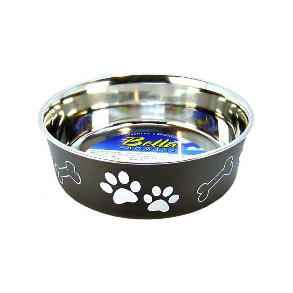 Loving Pets Products Bella Pet Bowl - Stainless Steel Dog & Cat Food Dish with Non-Slip Base - Perfect for Indoor, Outdoor, Travel & Feeding Time