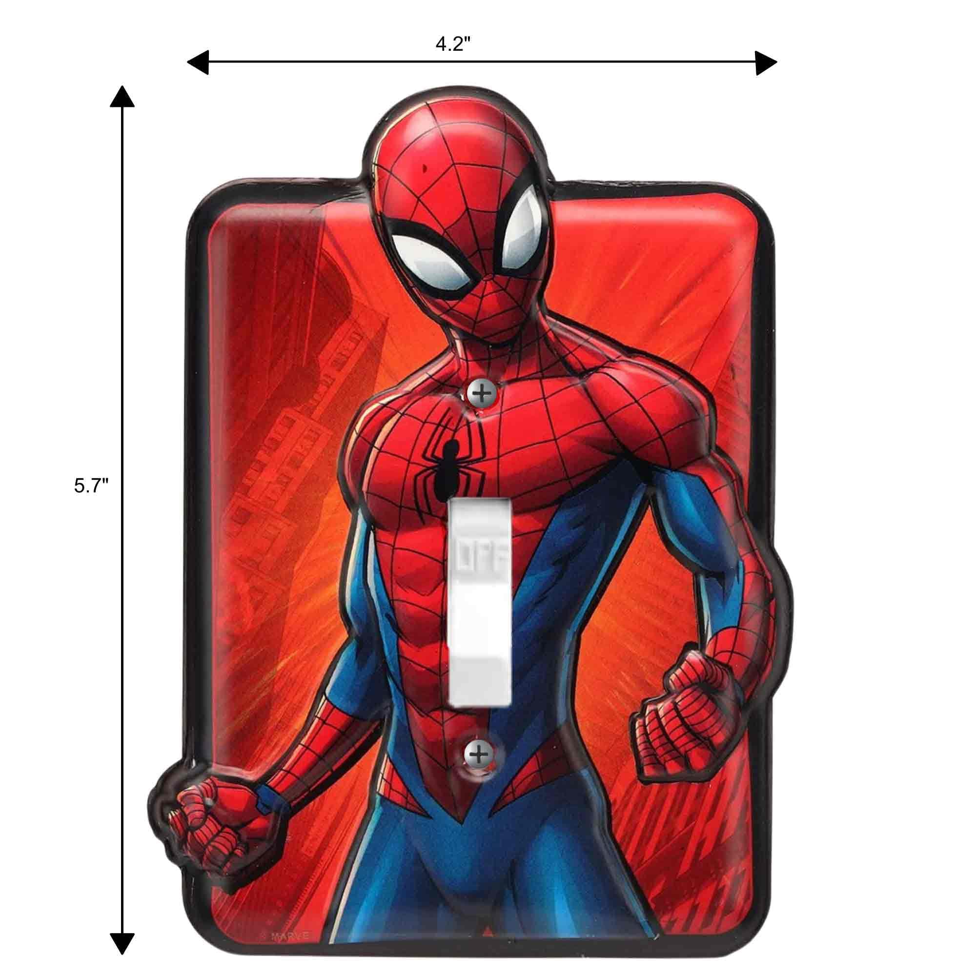 Marvel Spider-Man Embossed Metal Light Switch Cover - Superhero Home Decor for Bedroom, Man Cave, Kids Room & Office - Easy DIY Installation