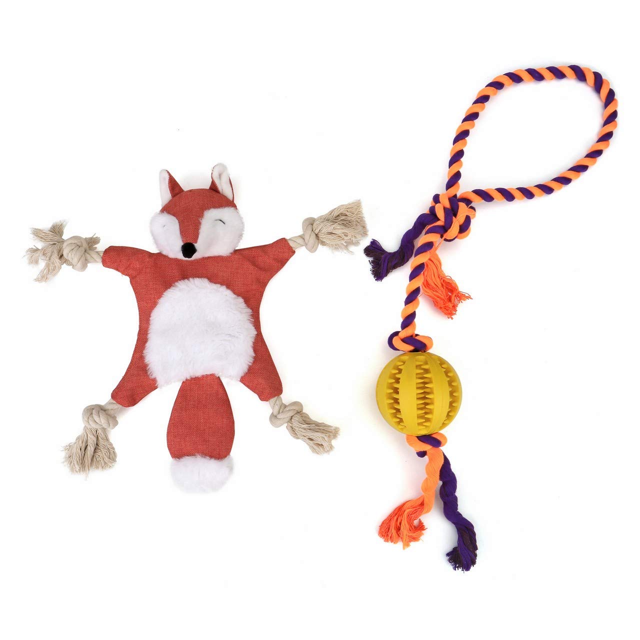 Durable Cotton Dog Rope Toys Set for Small & Medium Breeds - Puppy Chew Toys, Squeaky Teething Ropes & Interactive Treat Ball Kit | Perfect for Playtime, Training & Dental Health