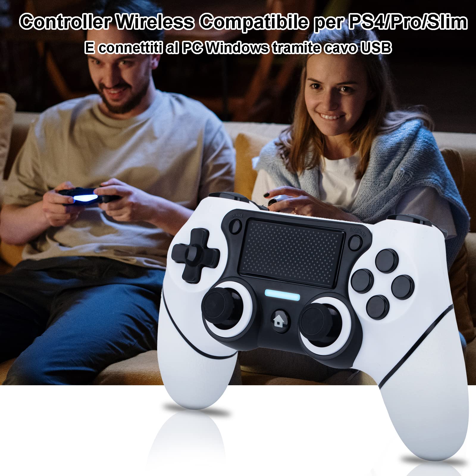 Wireless PS4 Controller Compatible with PS4/Pro/Slim & PC - Dual Vibration, 6-Axis Gyro, Turbo Mode, 1000mAh Battery, Touch Pad, Audio Jack, M1/M2 Buttons - Perfect for Gaming, Streaming & Esports
