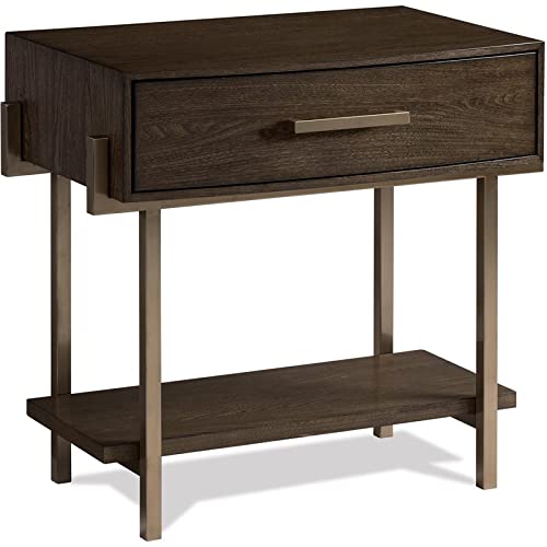 Riverside Furniture Monterey 1-Drawer Nightstand - Mink Finish, Glamorous Bedside Table for Master Bedroom or Guest Room, Compact Storage with Elegant Design