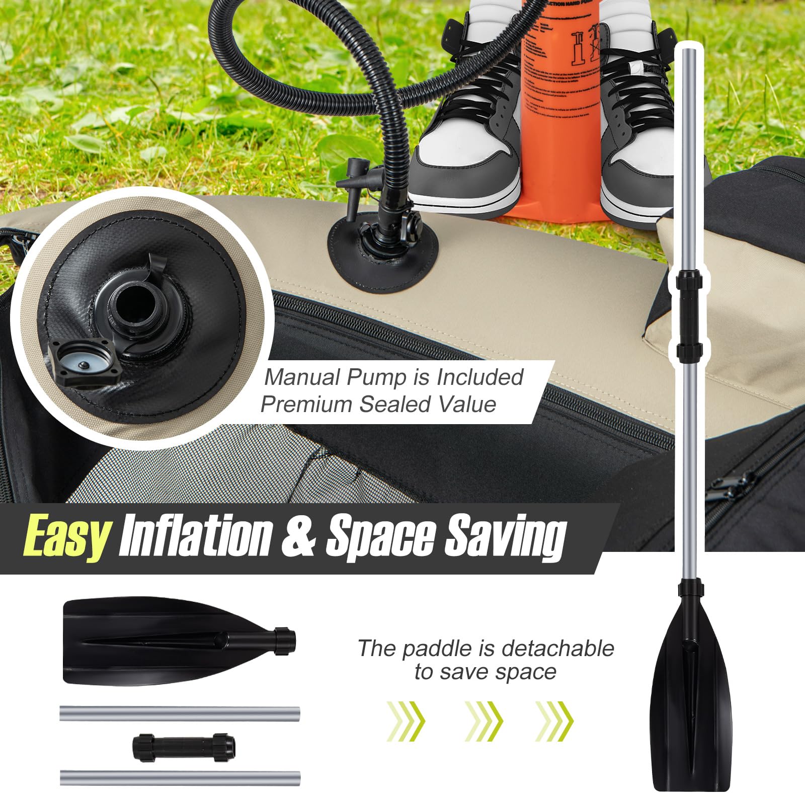 GYMAX 350lbs Inflatable Fishing Float Tube with Paddle, Pump & Accessories - Portable Belly Boat for Adults - Perfect for Lakes, Rivers & Outdoor Fishing Adventures