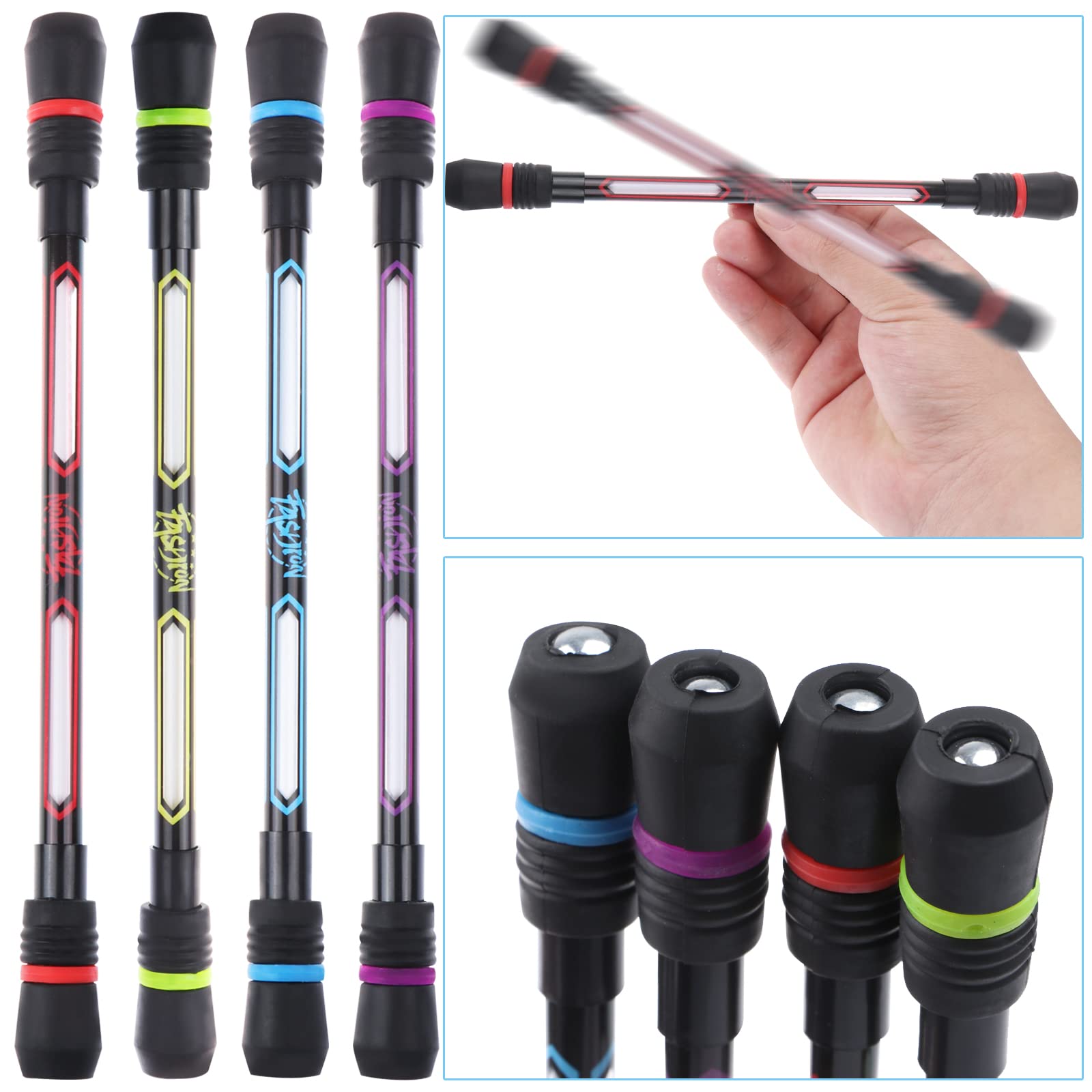 Droutti 12 Pack Pen Spinning Pens - Weighted Non-Slip Rolling Finger Pens for Office, School & Gaming | Smooth Writing Rotating Pen Mod with Coated Grip | Perfect for Fidgeting, Stress Relief & Pen Tricks