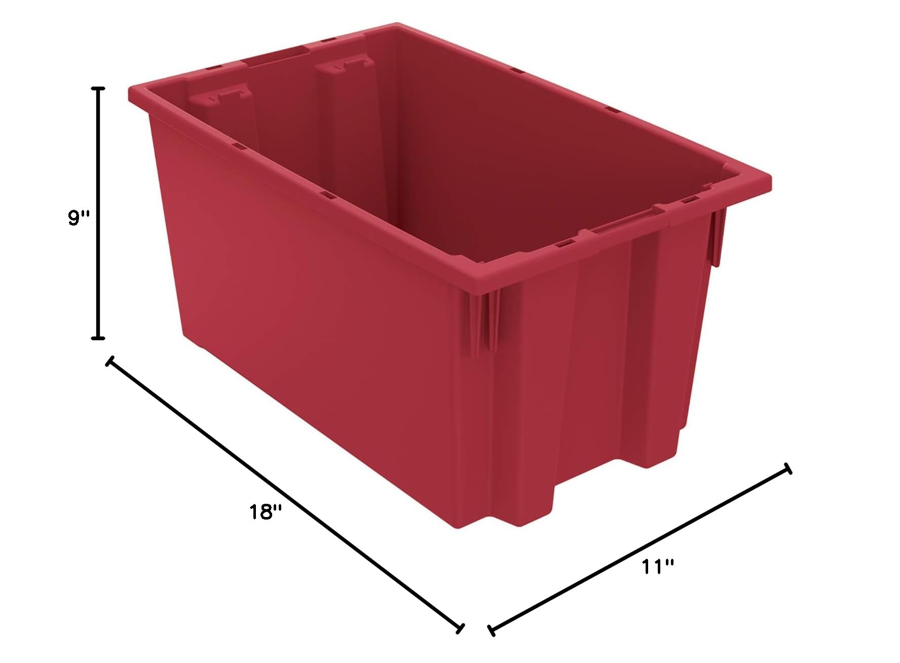 Akro-Mils 35185 Stackable Plastic Storage Bins 6-Pack - 18x11x9 Inch Red Organizing Containers for Home, Office & Warehouse Organization - Perfect for Tools, Toys, Crafts & Industrial Parts Storage