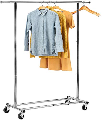 Heavy-Duty Folding Garment Rack with Wheels - 250 lbs Capacity Chrome Clothes Organizer for Bedroom, Closet & Laundry Room Storage