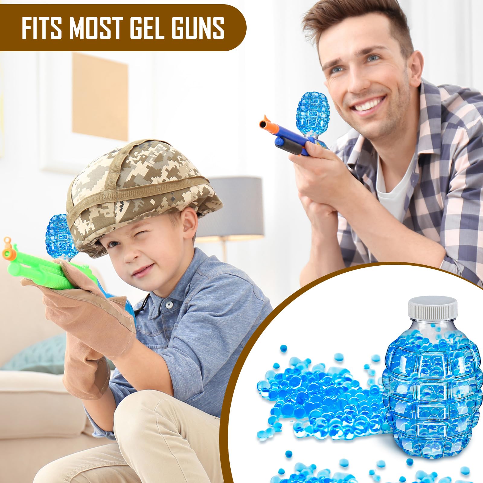 12 Pcs Water Gel Ball Blaster Gun Refill Ammo - Splatter Ball Gun Accessories with Plastic Hopper & Gel Beads - Perfect for Kids Outdoor Water Games, Summer Beach Parties, Backyard Battles and Team Competitions - 50,000 Unsoaked Gel Balls Included