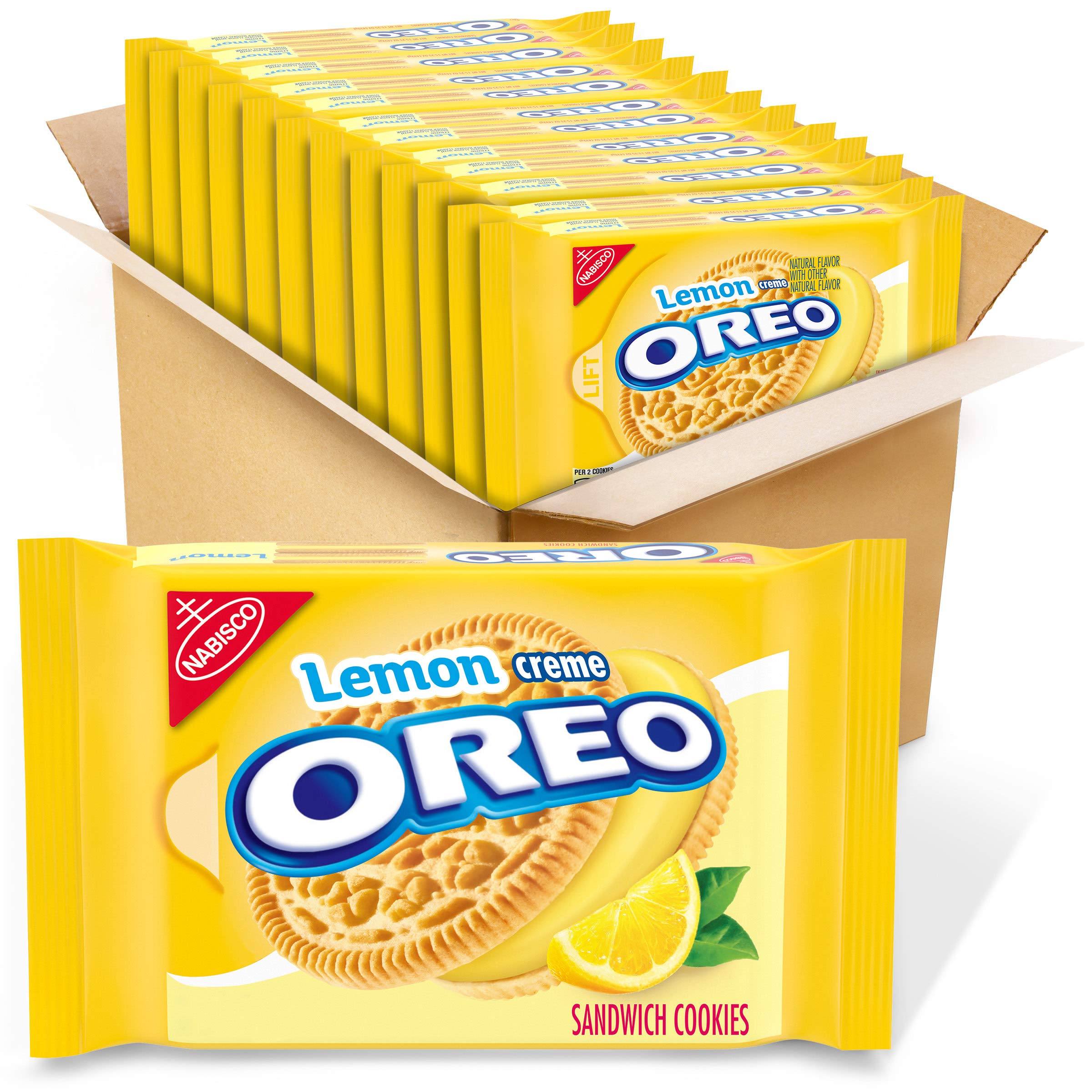 OREO Lemon Creme Sandwich Cookies, 12 Pack (15.25 oz) - Delicious Lemon Flavored Cookies for Snacking, Lunch Boxes & Party Treats